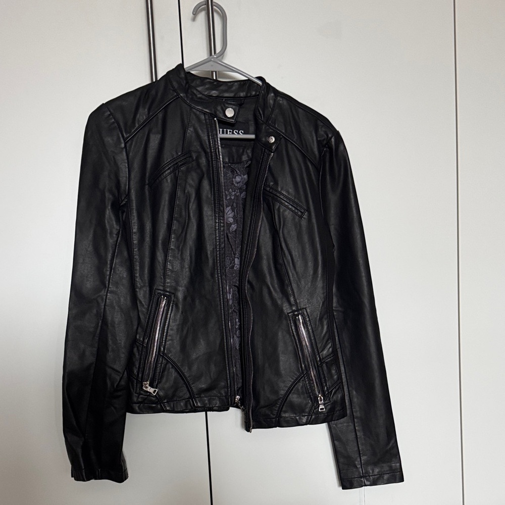 Guess Women's Sleek Black Leather Jacket